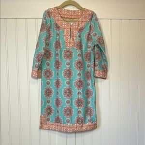 DreamWave Patterned Teal and Orange Swim Cover Up Sun Dress